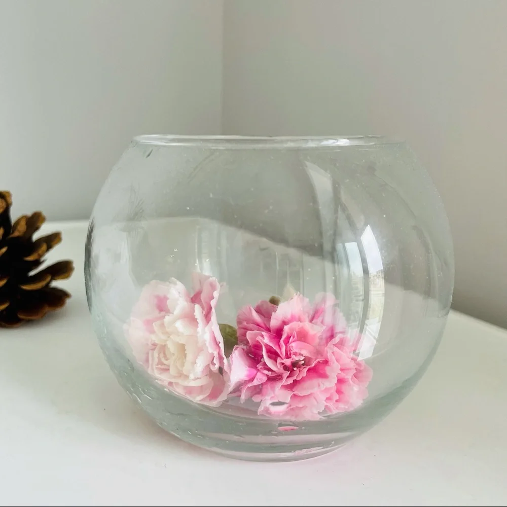 Clear Round Standing Makrame Hanging Bowl Flower Vase Glass Jar Candle Holder